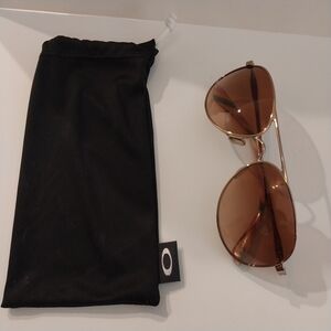 Oakley Aviator Caveat Sunglasses polished gold frame brown lens